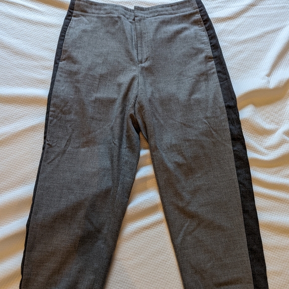 Club Monaco wool pants in light grey with dark grey stripes. - Picture 1 of 3